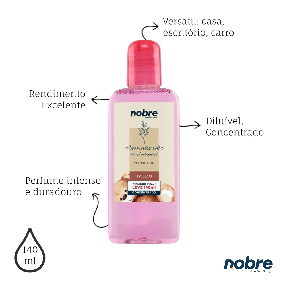 Aromatizante de Ambiente 140ml Nobre - Talco Concentrado, Perfume Duradouro