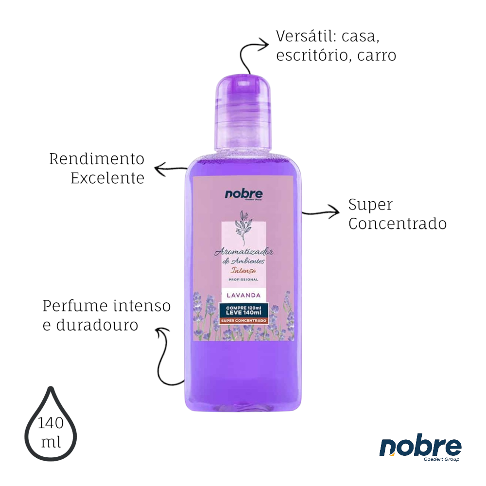 Kit 2 Aromatizantes de Ambiente 140ml Nobre - Lavanda Super Concentrado, Perfume Duradouro