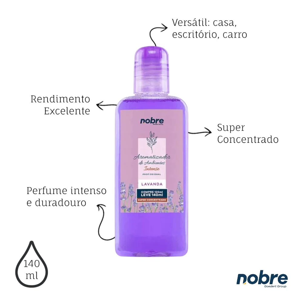 Aromatizante de Ambiente 140ml Nobre - Lavanda Super Concentrado, Perfume Duradouro