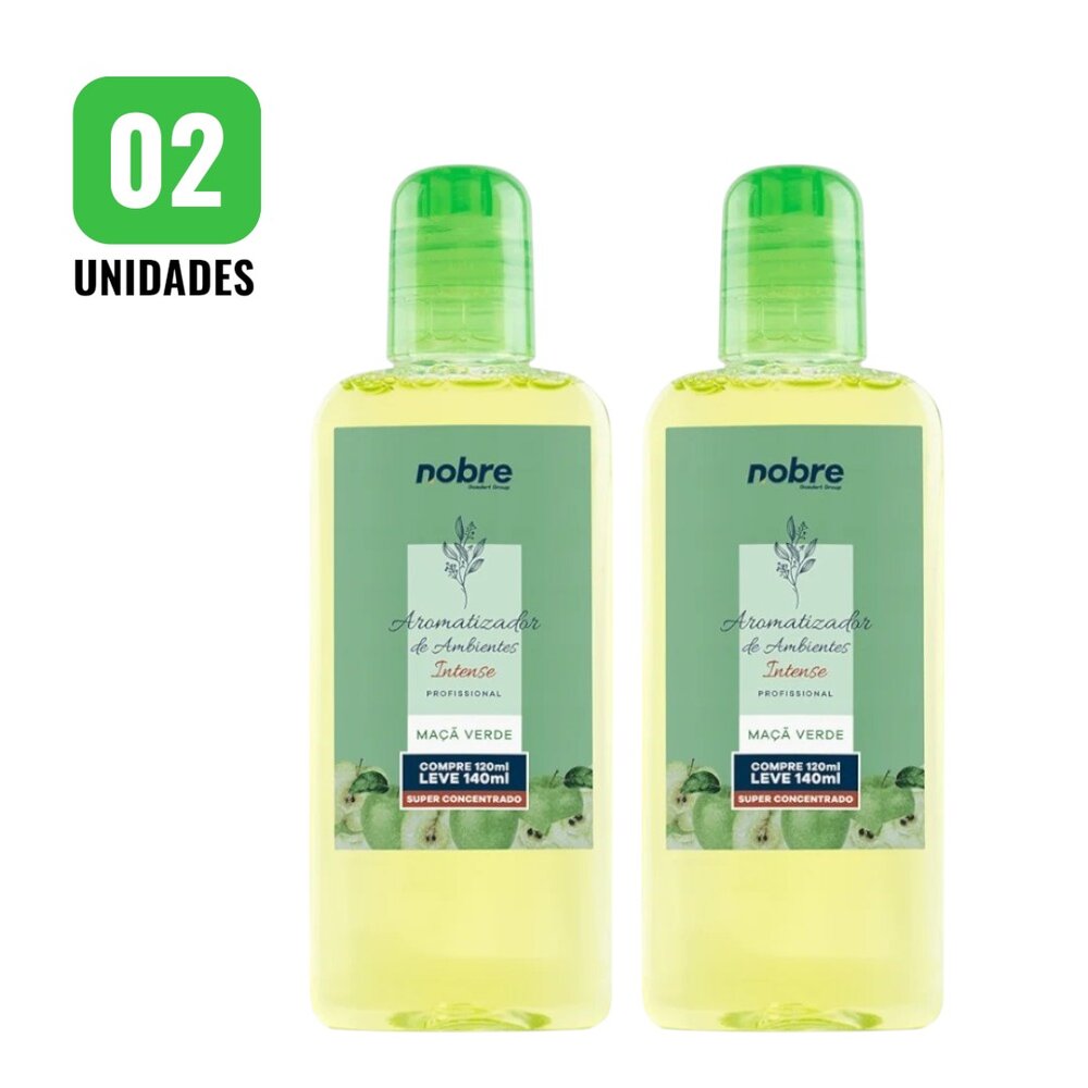 Kit 2 Aromatizantes de Ambiente 140ml Nobre - Maçã Verde Super Concentrado, Perfume Duradouro