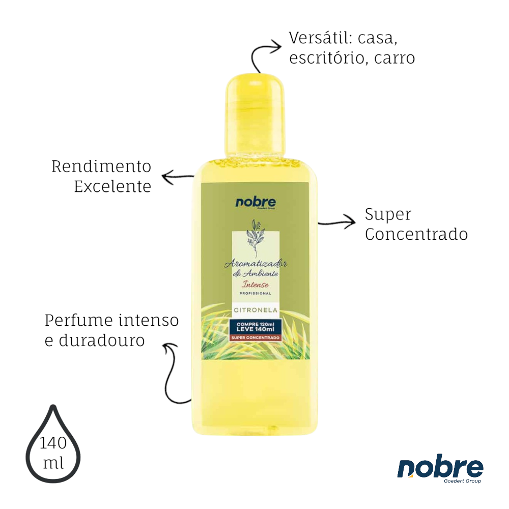 Kit 2 Aromatizantes de Ambiente 140ml Nobre - Citronela Super Concentrado, Perfume Duradouro