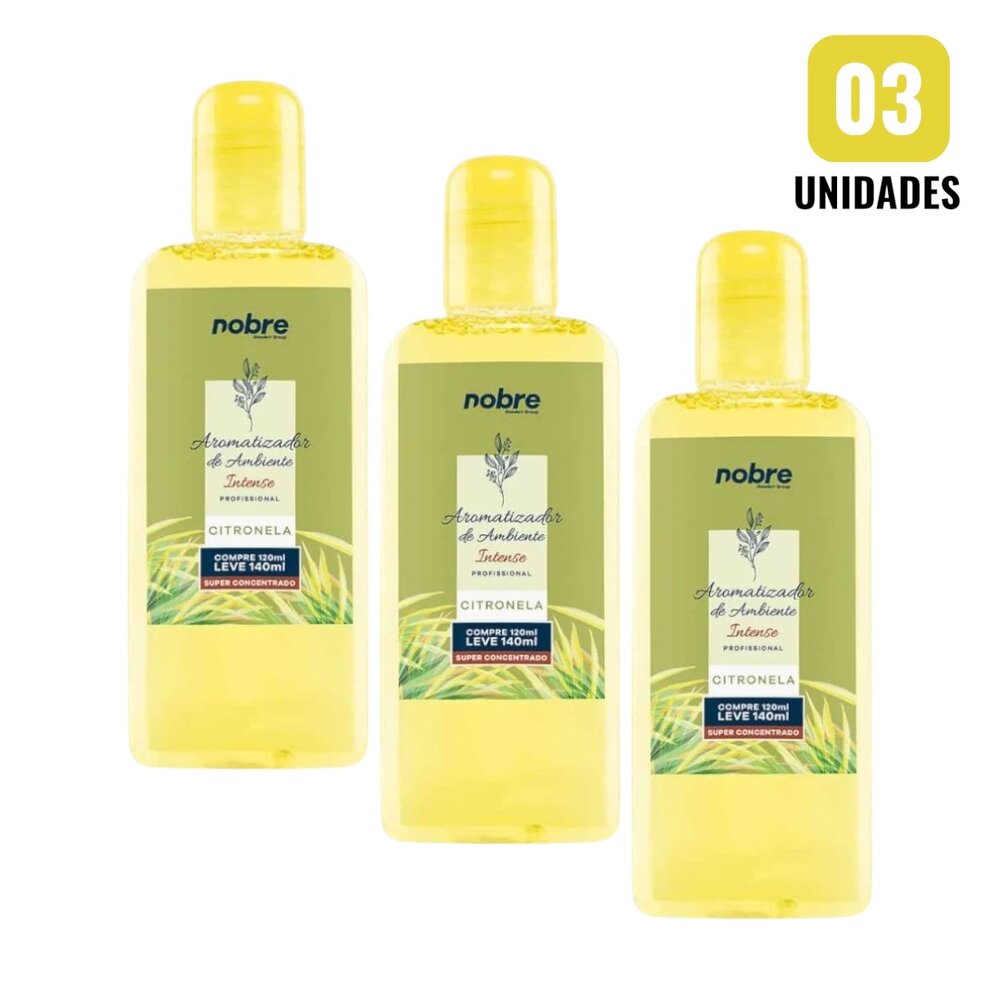 Kit 3 Aromatizantes de Ambiente 140ml Nobre - Citronela Super Concentrado, Perfume Duradouro