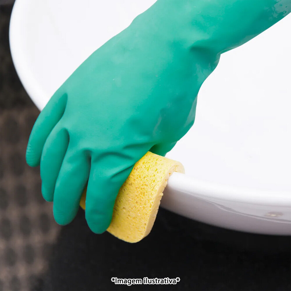 Par de Luvas Nobre Látex G p/ Agentes Químicos Resistente e Segura Verde