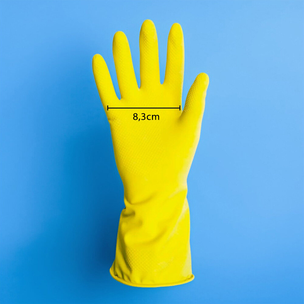 Par de Luvas Nobre Látex M p/ Agentes Químicos Resistente e Segura Amarelo