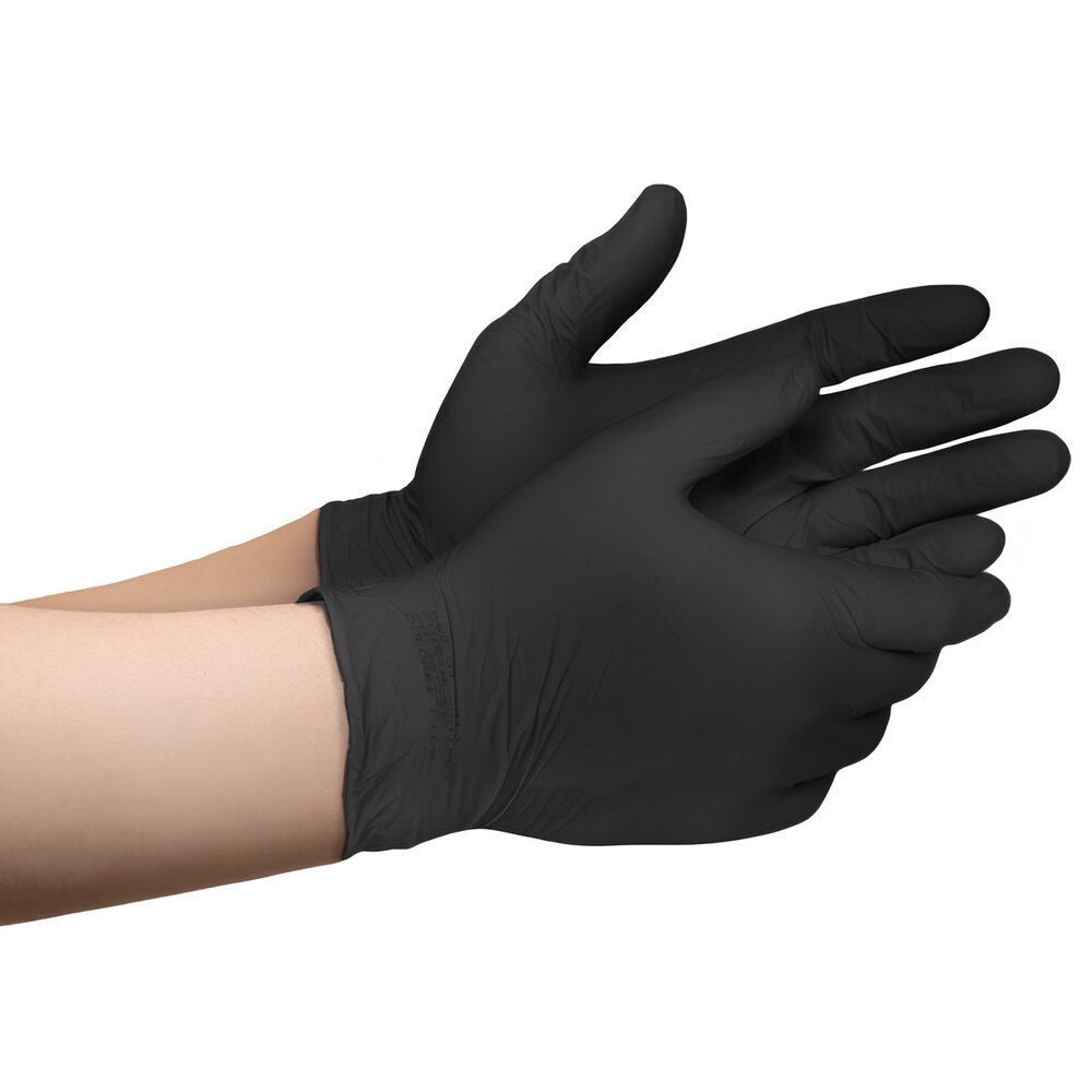 Caixa com 100 Luvas Nitrílicas sem Pó G Nobre Proteção Químicos Descartável Preta