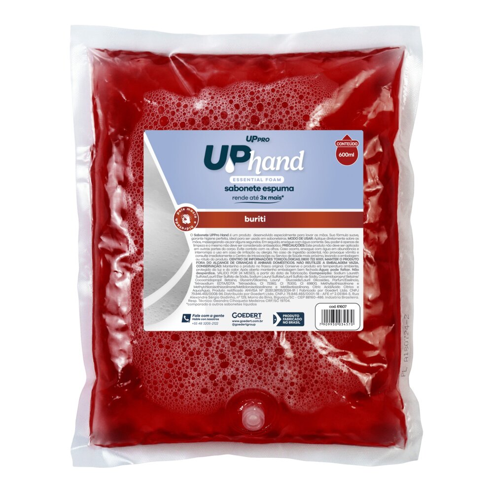 Refil Sabonete Espuma 600ml Buriti Up Hand Bag s/ Válvula - UPPRO