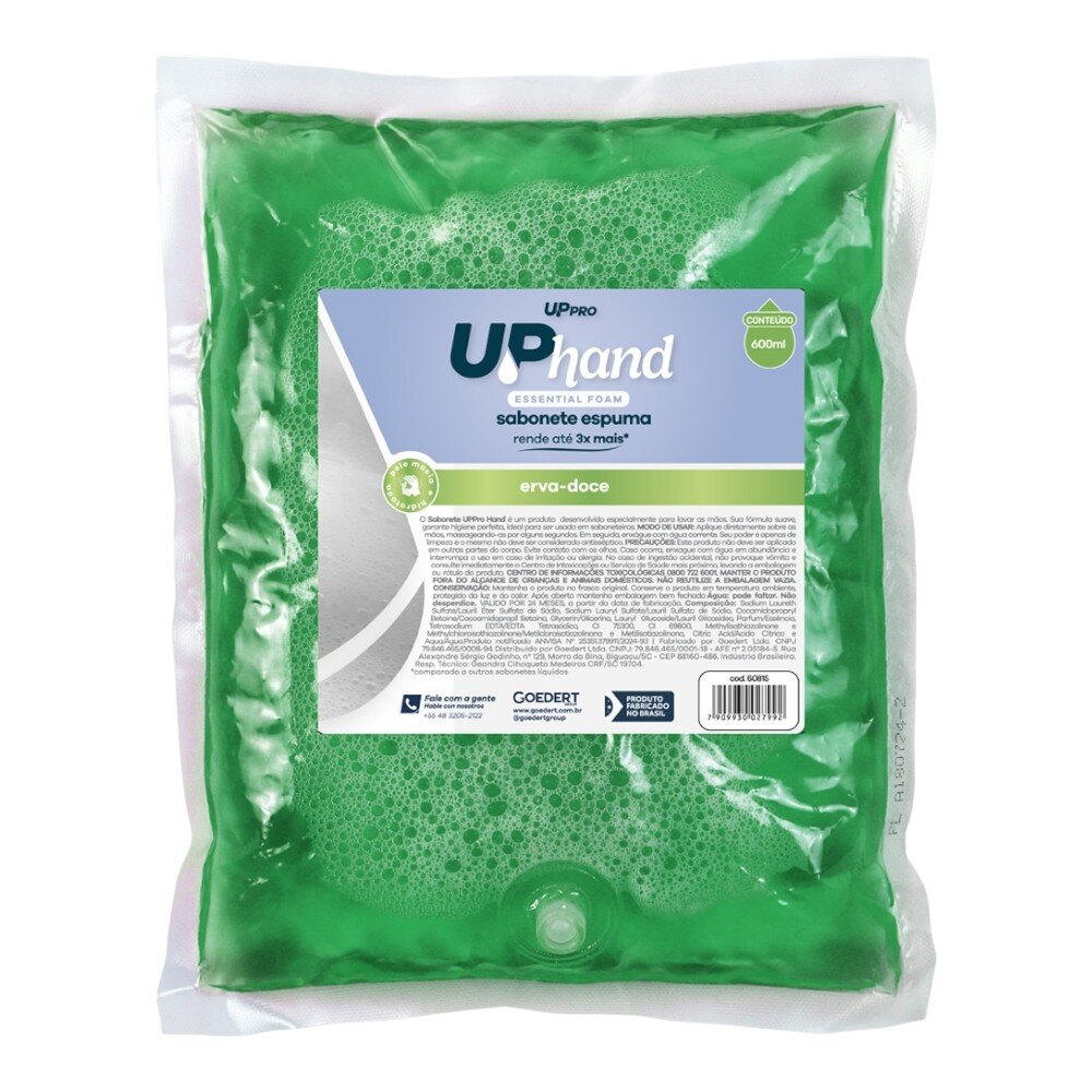 Refil Sabonete Espuma 600ml Erva Doce Up Hand Bag s/ Válvula - UPPRO