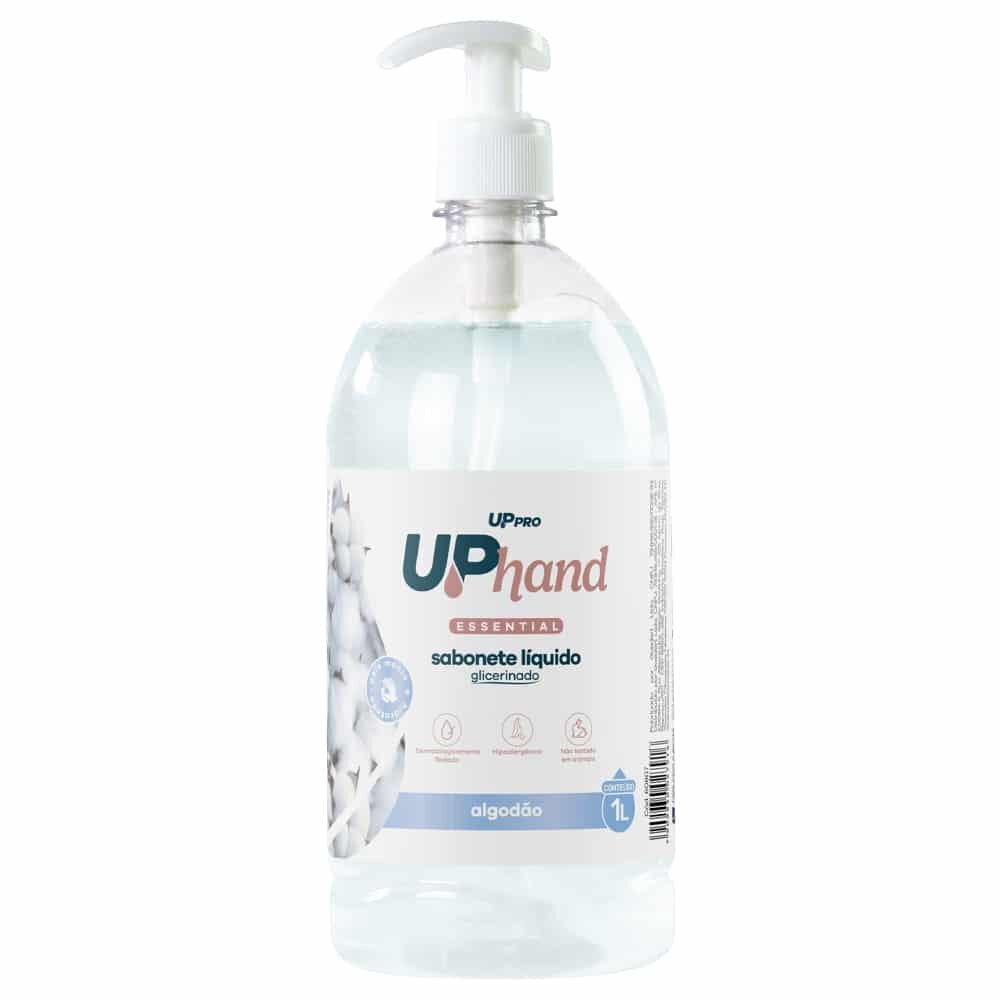 Sabonete Líquido Glicerinado 1L Algodão Up Hand c/ Pump Dispenser UPPRO
