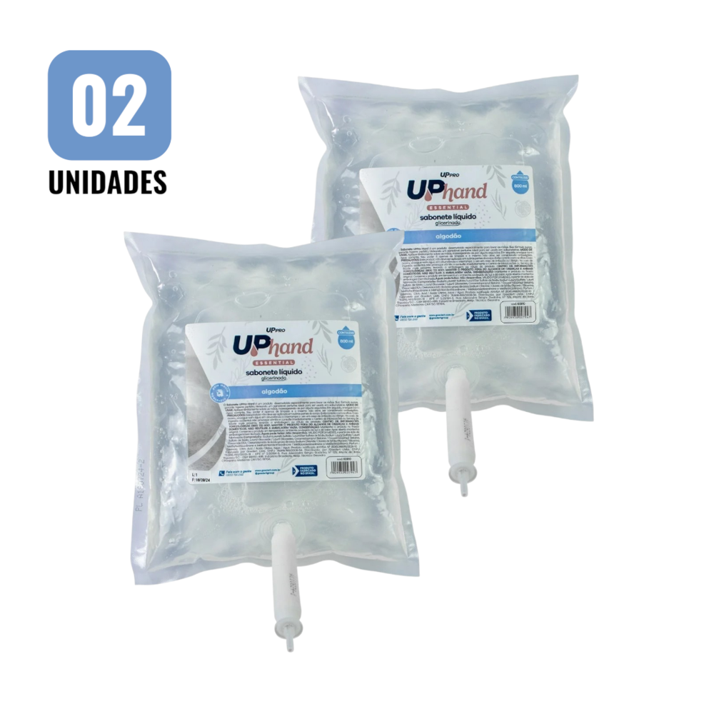 Kit 2 Sabonetes Líquidos Glicerinados 800ml Algodão com Válvula para Dispenser UPPRO
