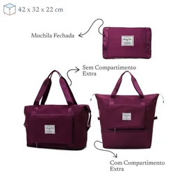 Bolsa de Viagem Mochila Dobrável Grande Impermeável Vinho