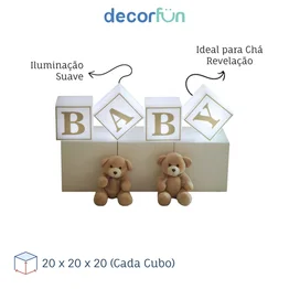 Kit 4 Cubos Iluminados Baby LED RGB Sem Fio Chá Revelação