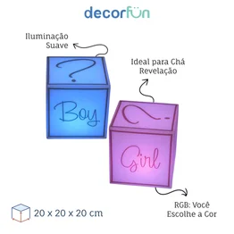 Cubo Iluminado para Chá Revelação com Fio - Boy or Girl?