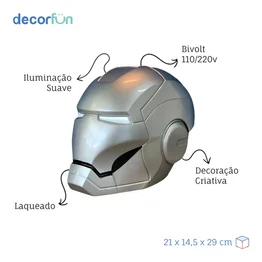 Luminária de Mesa Capacete Homem de Ferro Laqueado Cromo