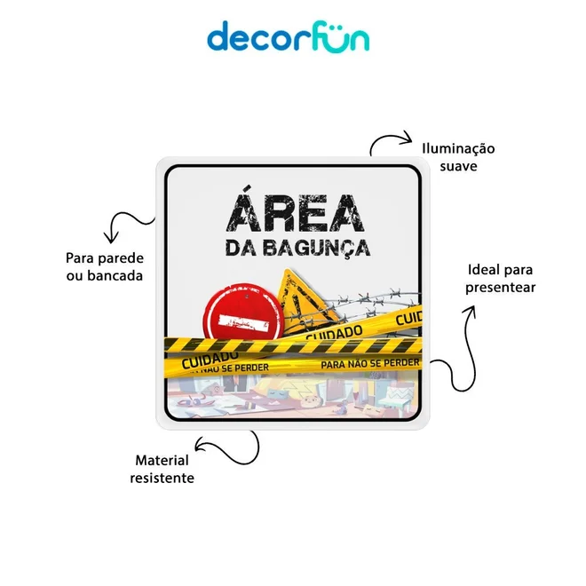 Luminária Quadrada Área da Bagunça Enfeite de Porta Criativo Bivolt