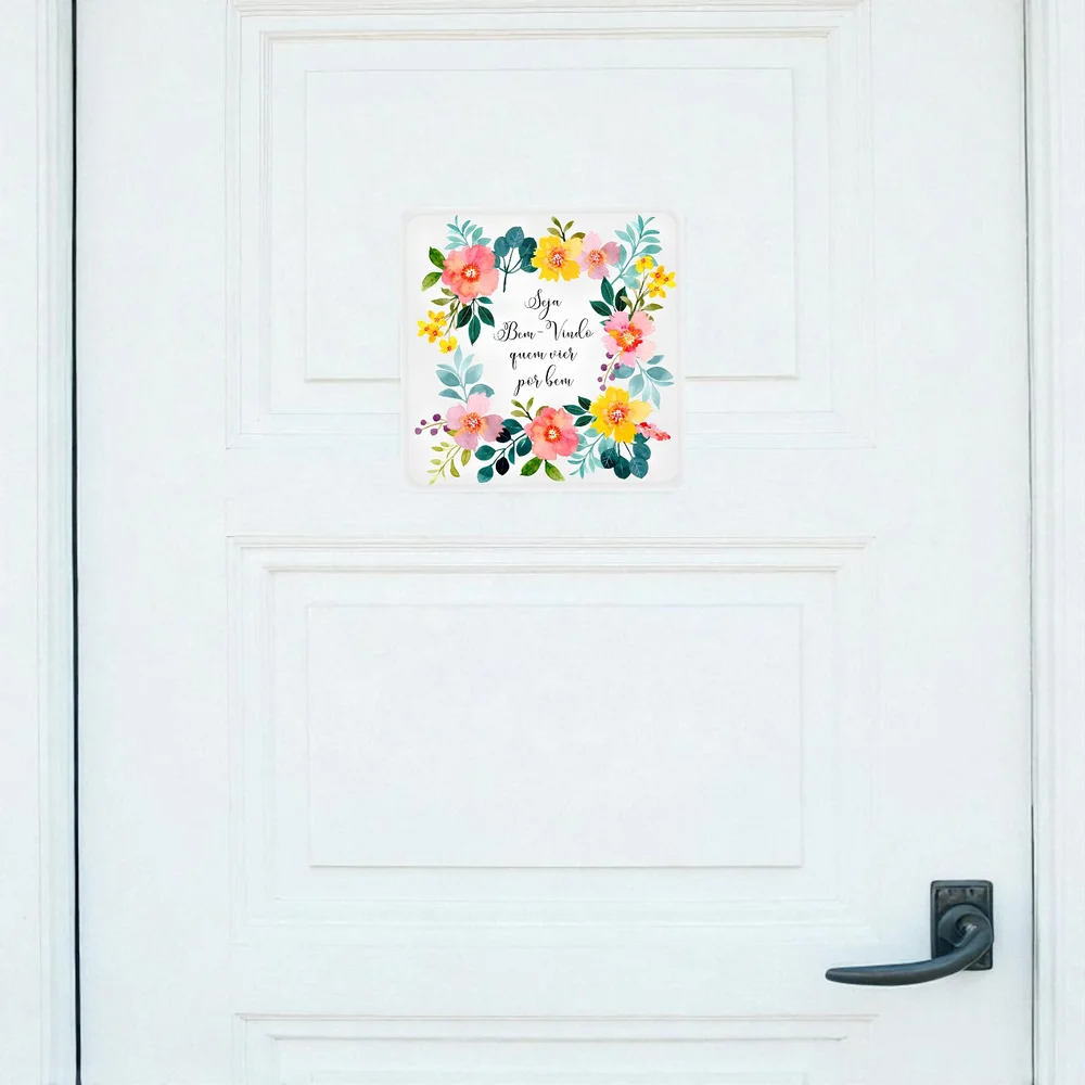 Enfeite de Porta Iluminado Quadrado Seja Bem-Vindo Bivolt