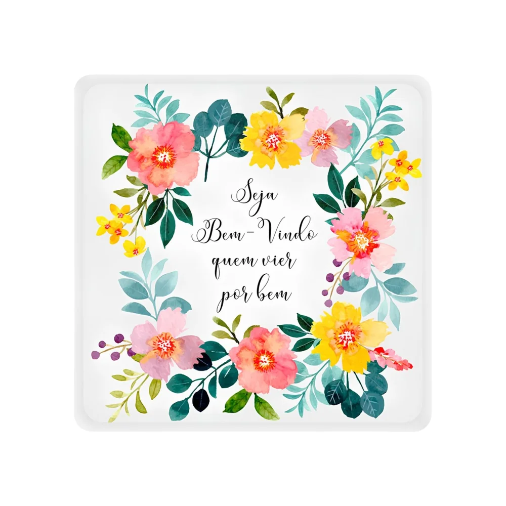 Enfeite de Porta Iluminado Quadrado Seja Bem-Vindo Bivolt