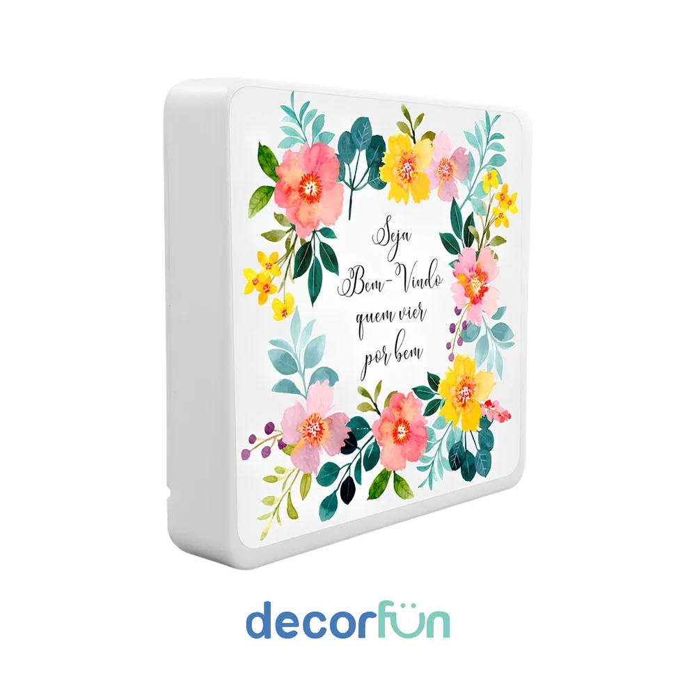 Enfeite de Porta Iluminado Quadrado Seja Bem-Vindo Bivolt