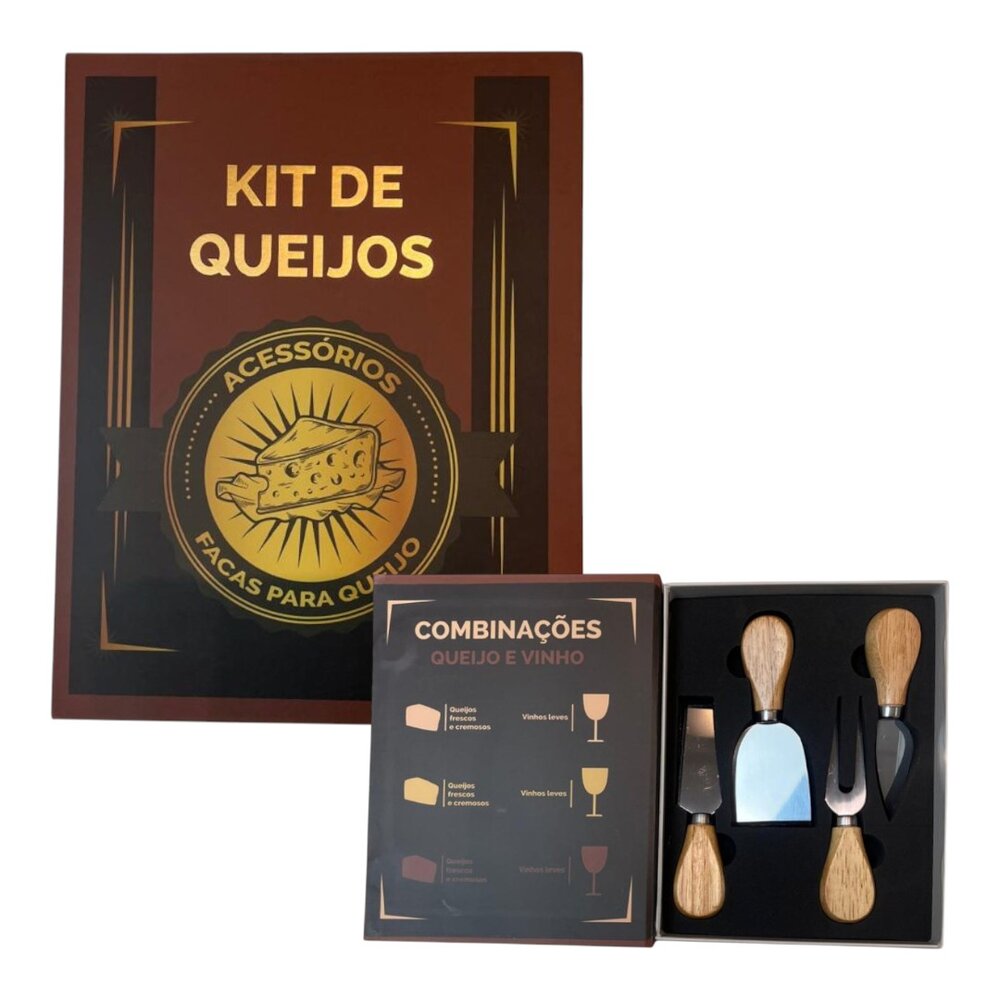 Kit com 4 Peças para Queijo com Caixa Criativa Fromelier Sortido