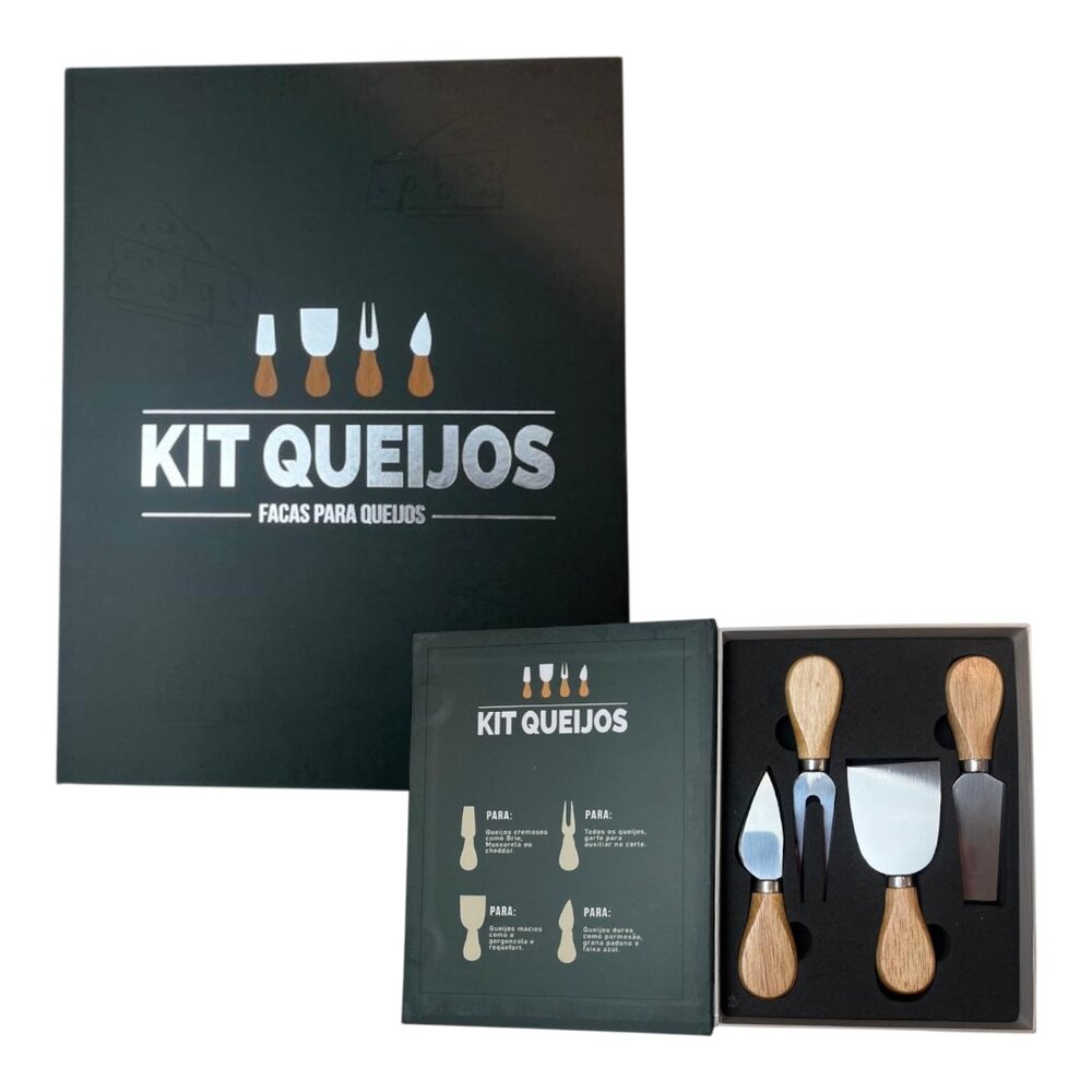 Kit com 4 Peças para Queijo com Caixa Criativa Fromelier Sortido