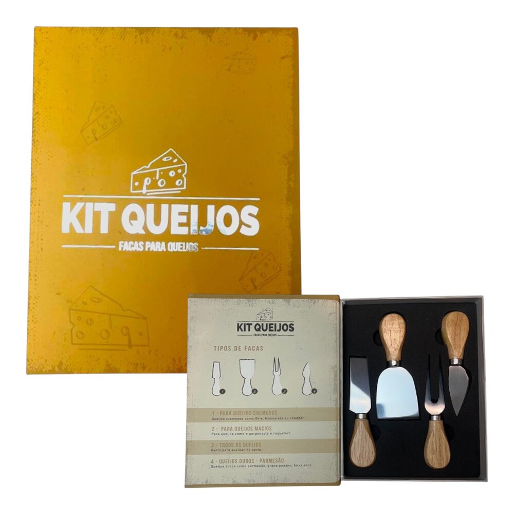 Kit com 4 Peças para Queijo com Caixa Criativa Fromelier Sortido