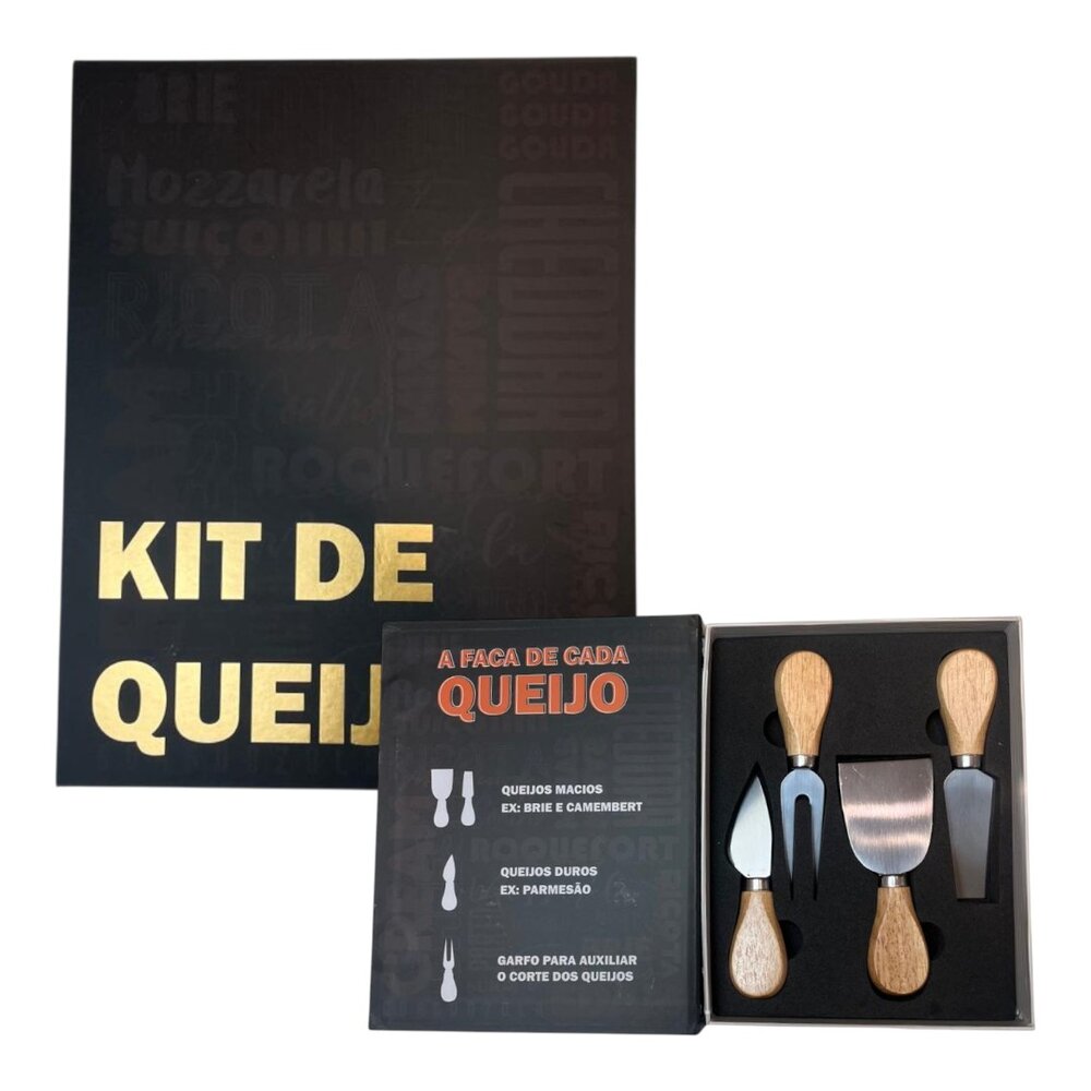 Kit com 4 Peças para Queijo com Caixa Criativa Fromelier Sortido