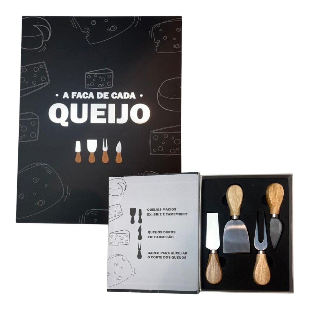 Kit com 4 Peças para Queijo com Caixa Criativa Fromelier Sortido