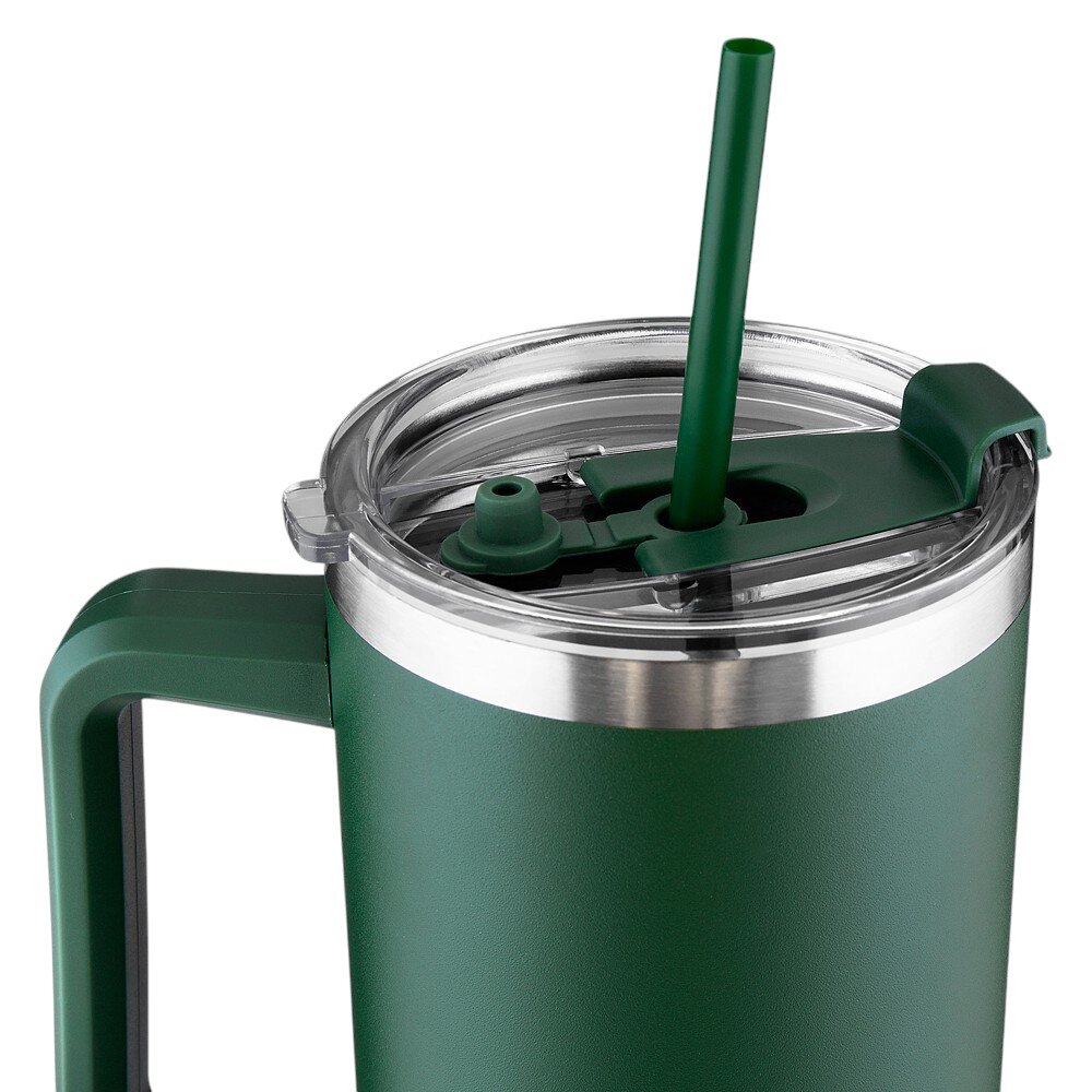 Garrafa Canecão em Inox Parede Dupla 1300ml com Alça e Canudo Verde