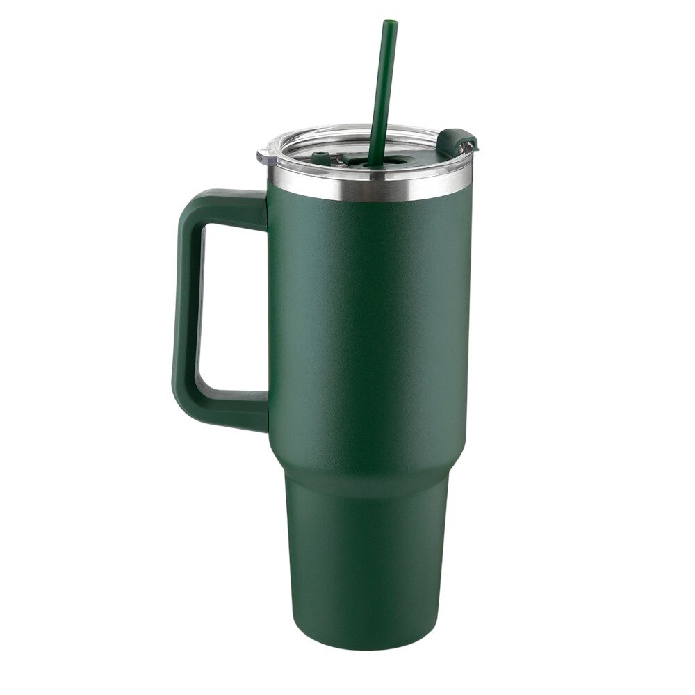Garrafa Canecão em Inox Parede Dupla 1300ml com Alça e Canudo Verde