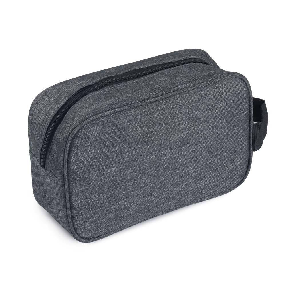 Necessaire Grande em Poliéster com Alça e Zíper 4L Cinza