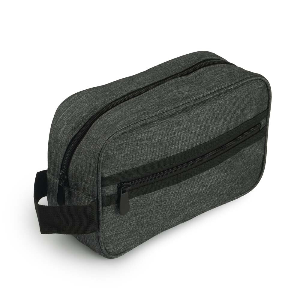 Necessaire Grande em Poliéster com Alça e Zíper 4L Preta