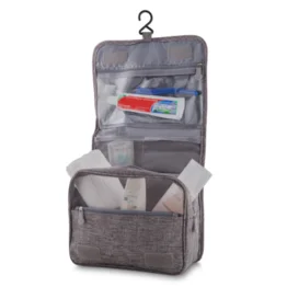 Necessaire Grande com Cabide Poliéster Cinza para Viagens