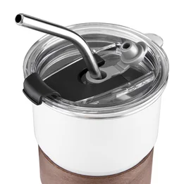 Copo de Café com Canudo em Inox Hermético 250ml Branco