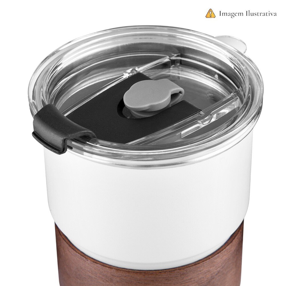 Copo de Café com Canudo em Inox Hermético 250ml Prata