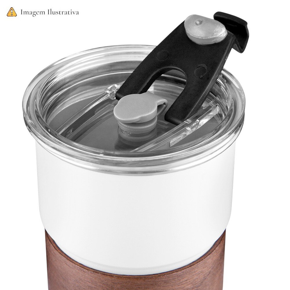 Copo de Café com Canudo em Inox Hermético 250ml Prata