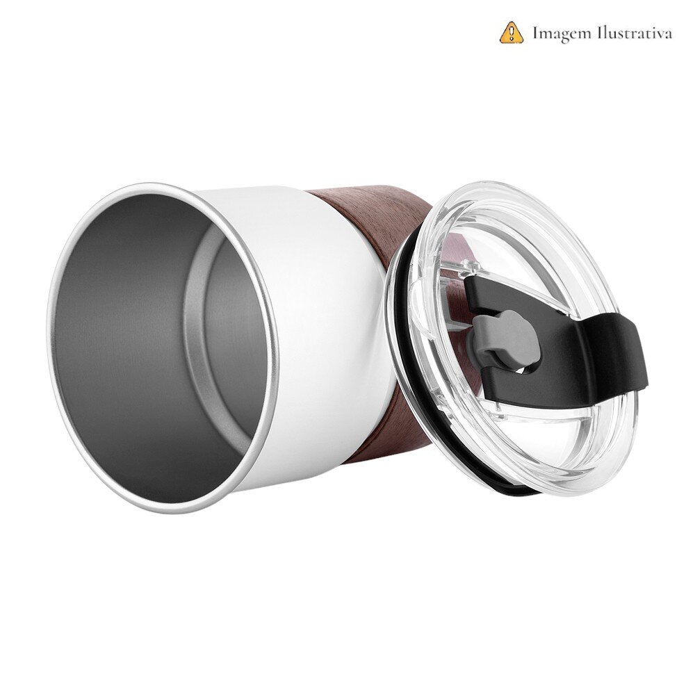 Copo de Café com Canudo em Inox Hermético 250ml Prata