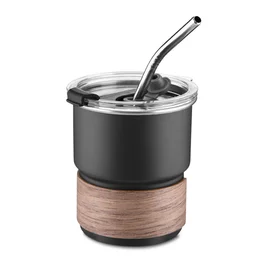 Copo de Café com Canudo em Inox Hermético 250ml Preto