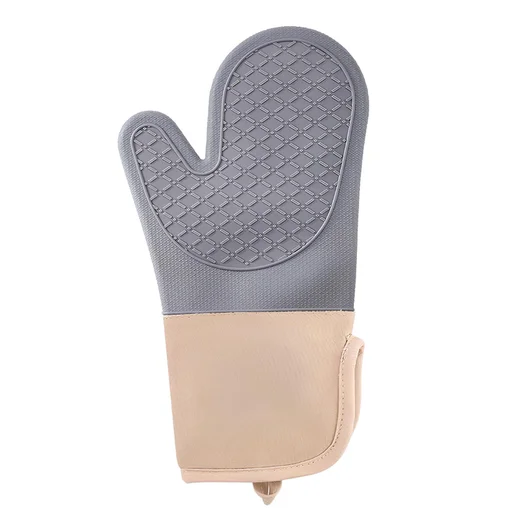 Luva de Silicone Térmica Resistente ao Calor com Forro de Algodão - Cinza