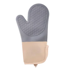 Luva de Silicone Térmica Resistente ao Calor com Forro de Algodão - Cinza