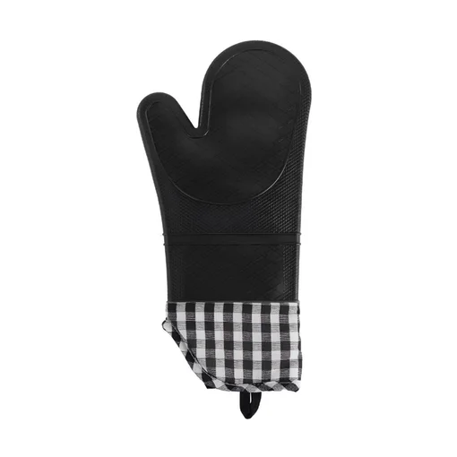 Luva de Silicone Térmica Resistente ao Calor Xadrez - Preta