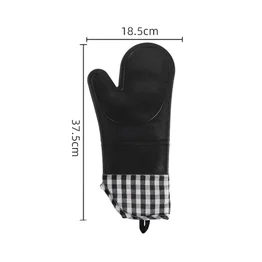 Luva de Silicone Térmica Resistente ao Calor Xadrez - Preta