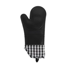 Luva de Silicone Térmica Resistente ao Calor Xadrez - Preta