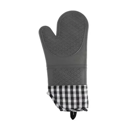 Luva de Silicone Térmica Resistente ao Calor Xadrez - Cinza