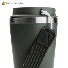 Copo Térmico Parede Dupla em Inox com Alça de Mão Azul
