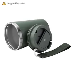 Copo Térmico Parede Dupla em Inox com Alça de Mão Azul