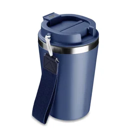 Copo Térmico Parede Dupla em Inox com Alça de Mão Azul