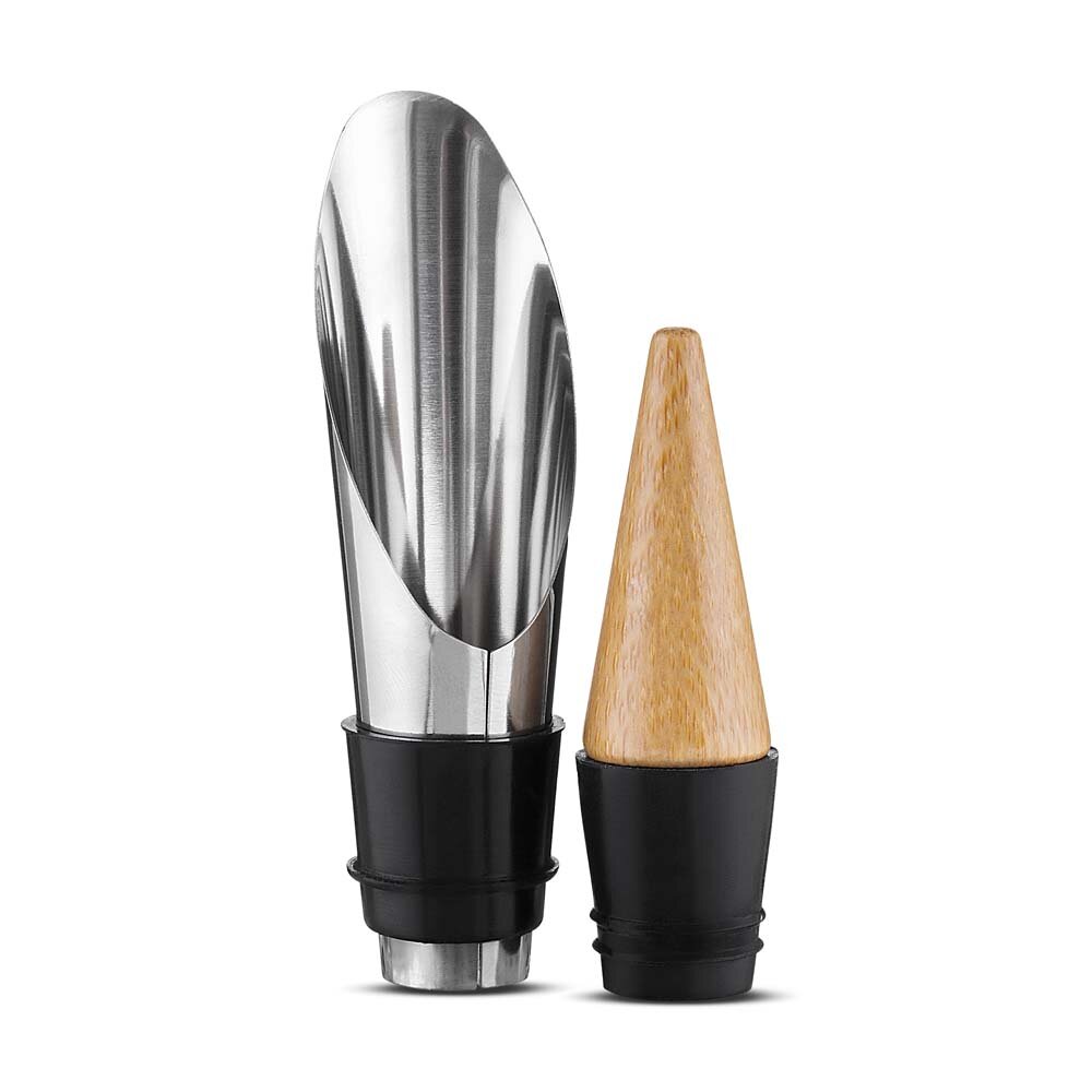 Kit Vinho com Caixa de Bambu: Saca-rolha, Corta-gotas, Bico e Tampa