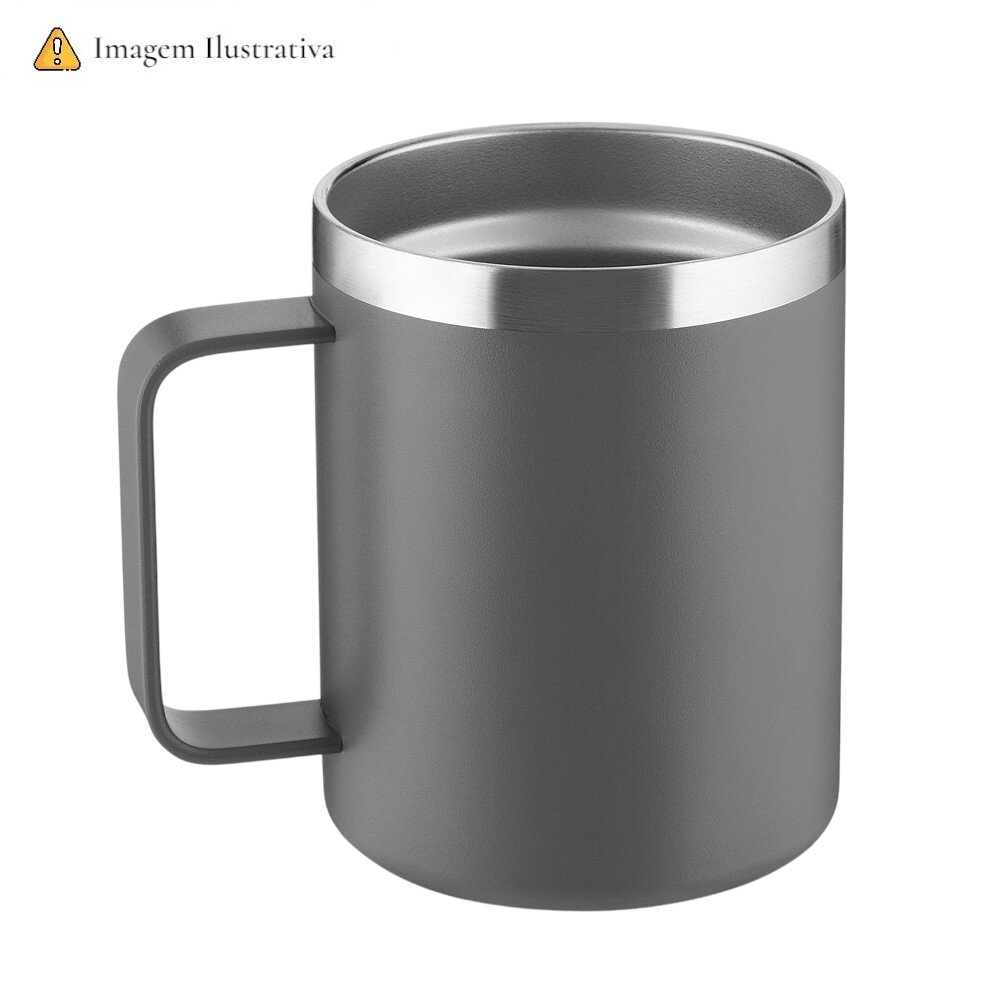 Caneca Térmica 400ml Parede Dupla com Tampa de Bambu Branca