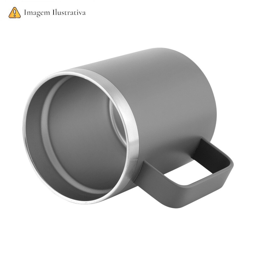 Caneca Térmica 400ml Parede Dupla com Tampa de Bambu Branca