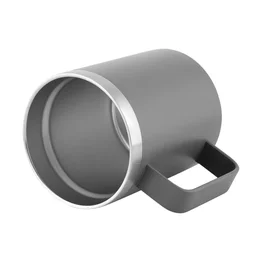Caneca Térmica 400ml Parede Dupla com Tampa de Bambu Cinza