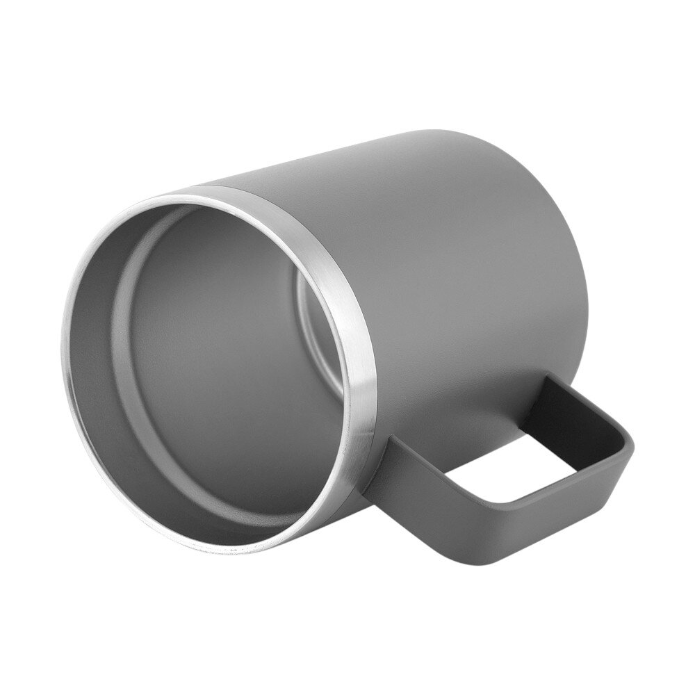 Caneca Térmica 400ml Parede Dupla com Tampa de Bambu Cinza